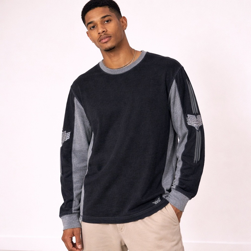 Biker Black Gray‎ Harley-Davidson Base Layer Thermal Shirt Colorblock L/XL